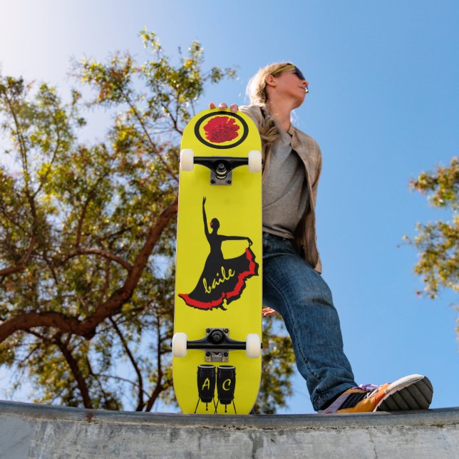 Monogrammed Spanish Patineta "Baile" Skateboard (Outdoor 1)