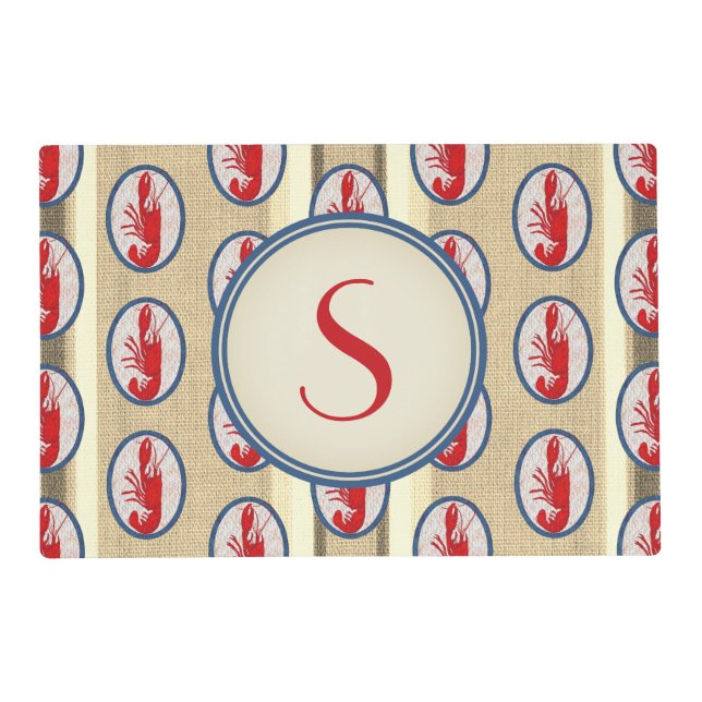 Monogrammed Spiny Rock Lobster Placemat (Front)
