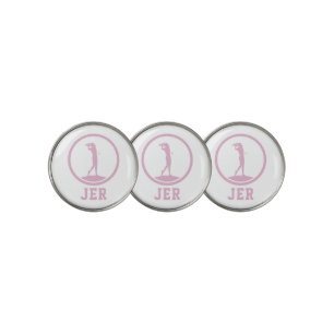 Monogrammed Sport Golfer Silhouette For Her Pink Golf Ball Marker