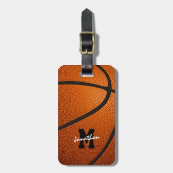 Monogrammed Sports Gifts Basketball Luggage Tag by katz_d_zynes at Zazzle