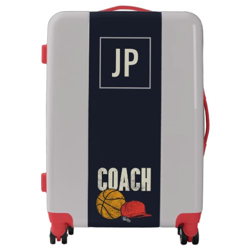 Monogrammed Sports Vintage Basketball Coach Luggage