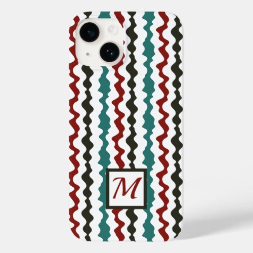 Monogrammed  squiggly line pattern Case_Mate iPhone 14 case