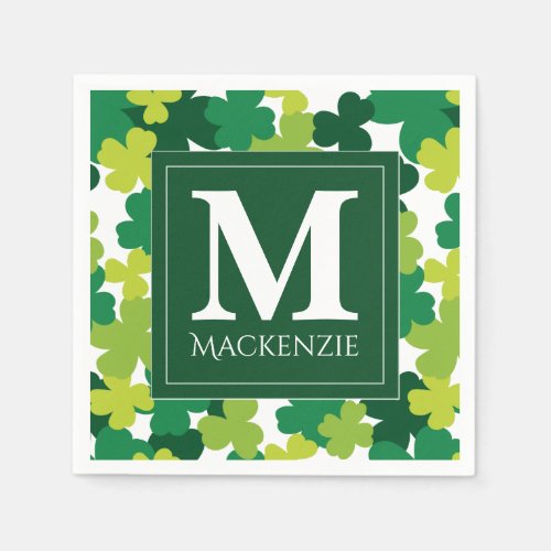 Monogrammed St Patricks Day Shamrocks Napkins