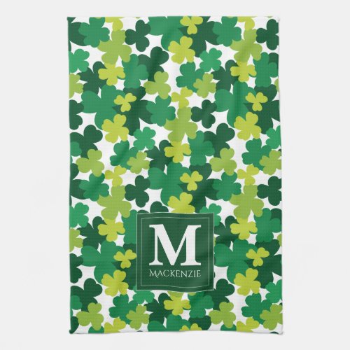 Monogrammed St. Patrick's Day Shamrocks Towel