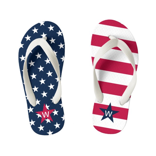 Monogrammed Stars Stripes Flip Flops (Footbed)