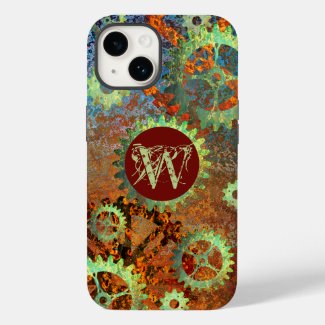 Monogrammed Steampunk Industrial Rusty Cogwheel