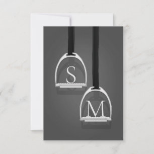 Monogrammed Stirrup Irons Medium Gray Equestrian Thank You Card