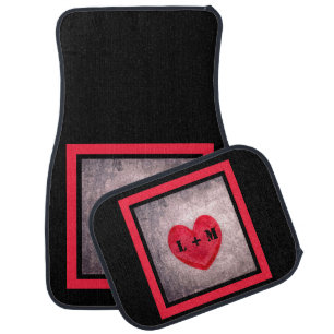 Monogrammed Stonewashed Heart Car Mat