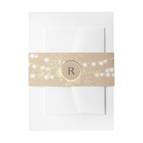 Monogrammed String Lights Wedding Invitation Belly Band