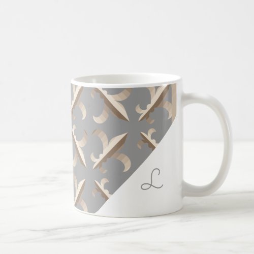 Monogrammed Striped fleur de lis pattern Coffee Mug