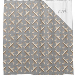Monogrammed Striped fleur de lis pattern Shower Curtain