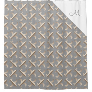 Monogrammed Striped fleur de lis pattern Shower Curtain