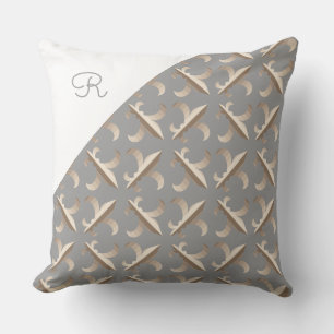 Monogrammed Striped fleur de lis pattern Throw Pillow