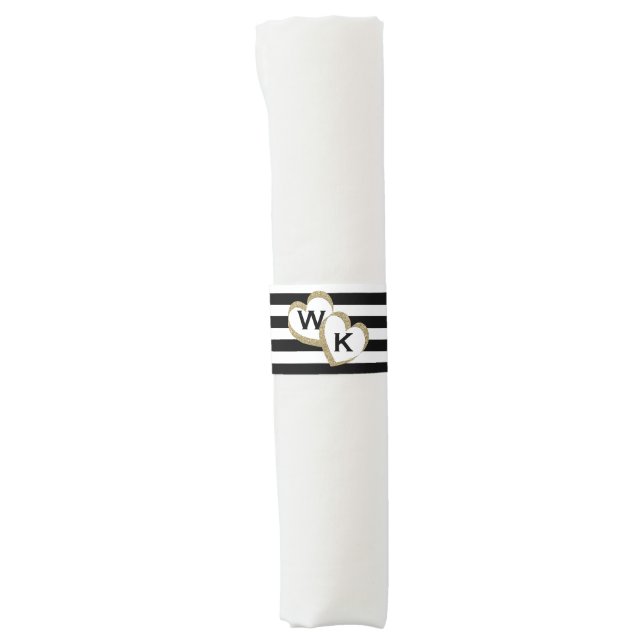 Monogrammed Striped Wedding Napkin Band (Front)