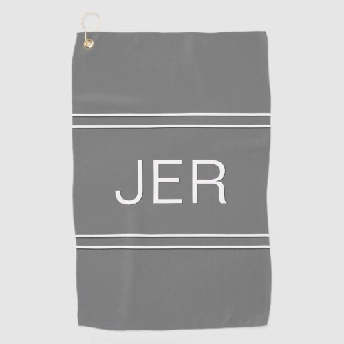 Monogrammed Stylish Golfer Elegant Modern Gray Golf Towel