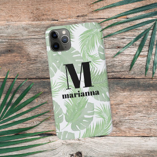 Monogrammed Stylish Initial Trendy Palm Leaves Case-Mate iPhone 14 Case