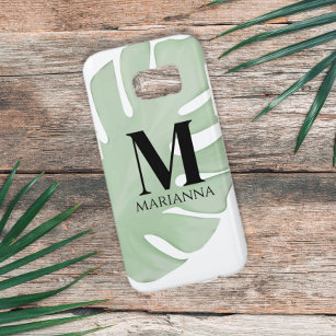 Monogrammed Stylish Initial Trendy Palm Leaves Samsung Galaxy S7 Case