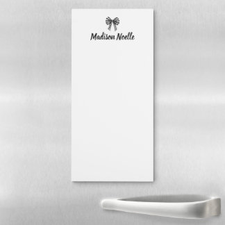 Monogrammed Stylish Stripe Bow Magnetic Notepad