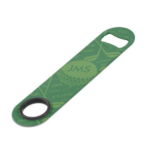 Monogrammed Subtle Golfer Pattern Speed Bottle Opener
