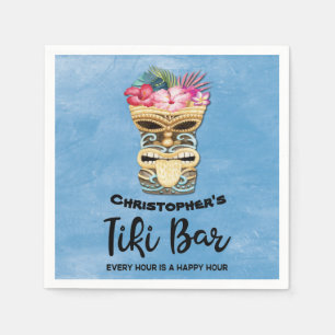 Monogrammed Summer Tiki Bar Party Napkins