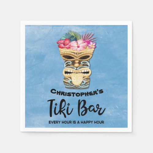 Monogrammed Summer Tiki Bar Party Napkins