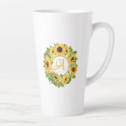 Monogrammed Sunflower Latte Mug