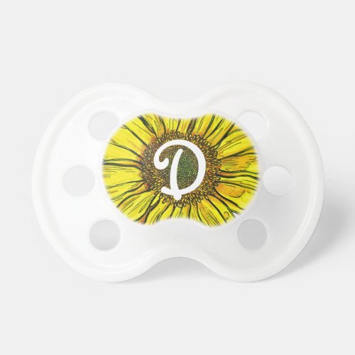 Monogrammed Sunflower Pacifier