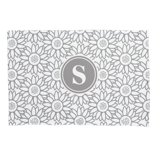 Monogrammed Sunflower Pattern Pillow Case (Front)
