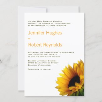 Monogrammed Sunflower Wedding Invitation
