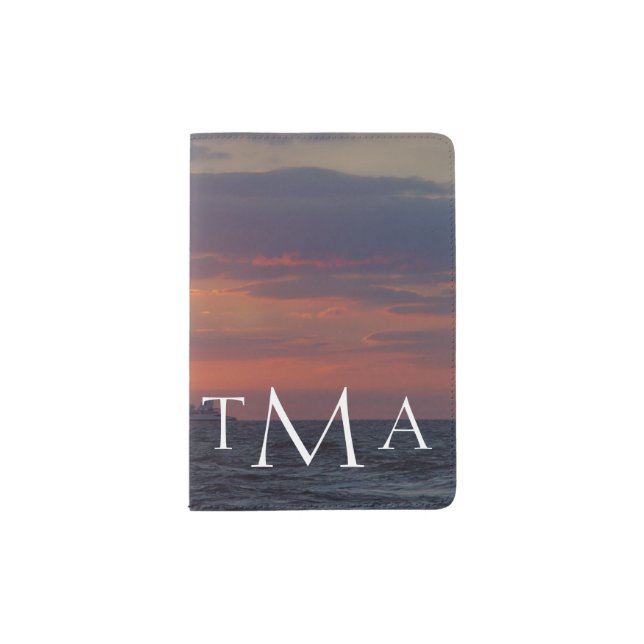 Monogrammed Sunset Beach Sunset Passport Holder (Front)
