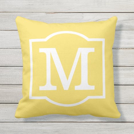 Monogrammed | Sunshine Yellow and White Throw Pillow