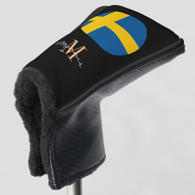 Monogrammed & Sweden Flag Golf Clubs Covers  (3/4 Front)