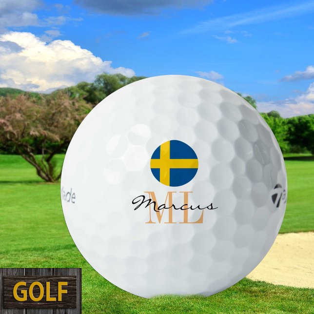 Monogrammed Swedish Flag & Sweden Golf Balls (Creator Uploaded)