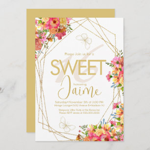 Monogrammed Sweet 16 Florals Garden Butterflies Invitation