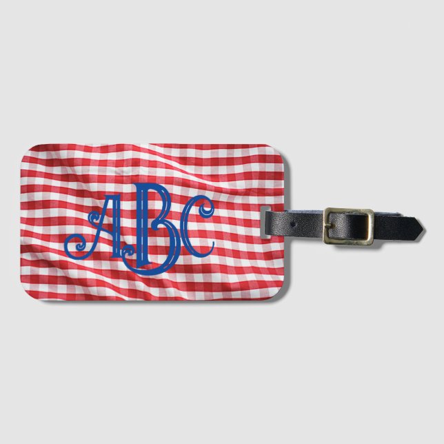 Monogrammed Tablecloth Acrylic Luggage Tag (Front Horizontal)