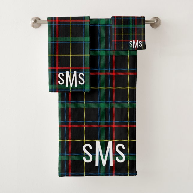Monogrammed Tartan Plaid  Bath Towel Set (Insitu)