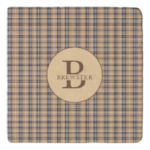 Monogrammed Tartan Plaid Family Name Trivet