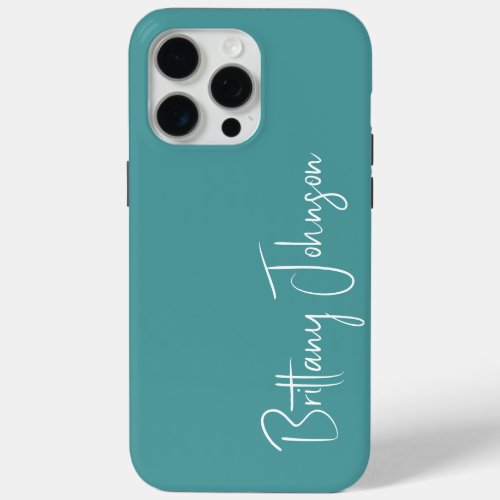 Monogrammed Teal iPhone 15 Pro Max Case