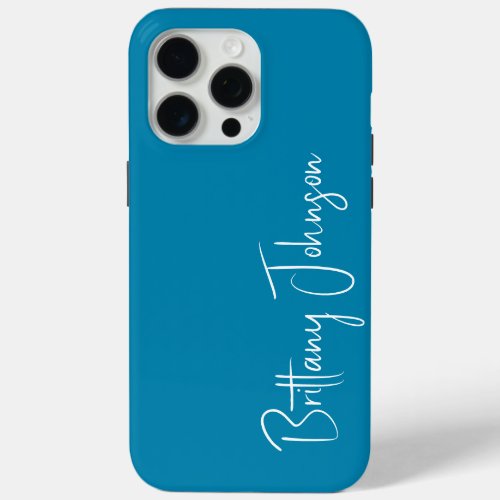 Monogrammed Teal iPhone 15 Pro Max Case