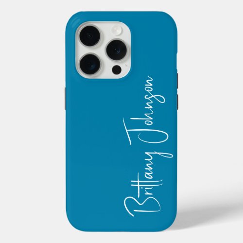 Monogrammed Teal iPhone 15 Pro Case