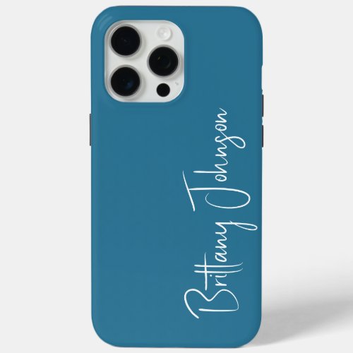 Monogrammed Teal iPhone 15 Pro Max Case