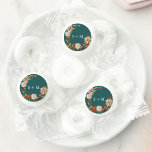 Monogrammed Teal Life Saver® Mints<br><div class="desc">Monogrammed Teal Life Saver® Mints. Offer a fresh thank-you with these monogrammed Life Saver mints featuring a design that captures the essence of autumn. Wrapped in the signature artwork of burnt orange and terracotta leaves, soft beige dahlias, and coppery roses on a teal background, these mints blend delicious simplicity with...</div>