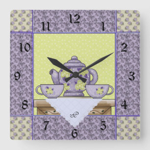 Monogrammed Teapot Quilt Patch Wall Clock