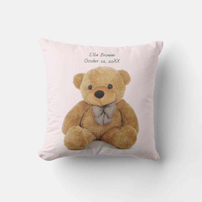 Monogrammed teddy bear throw Pillow (Front)