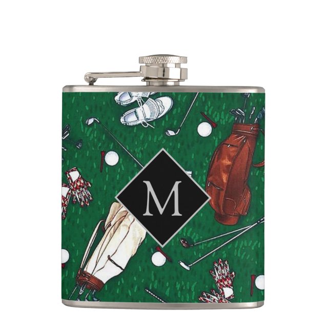 Monogrammed Tee Time Golf Flask (Front)