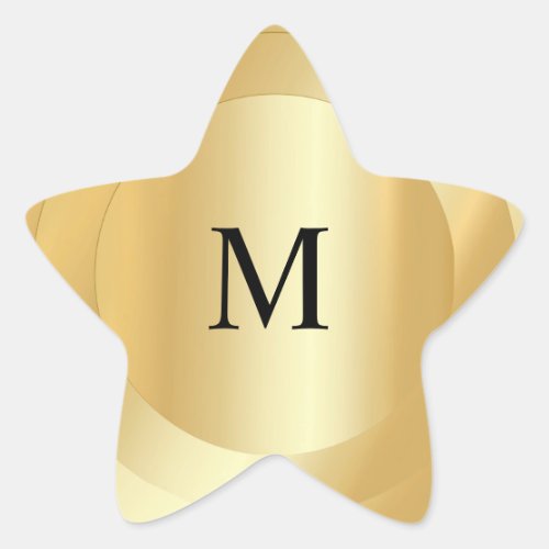 Monogrammed Template Custom Elegant Faux Gold Star Sticker