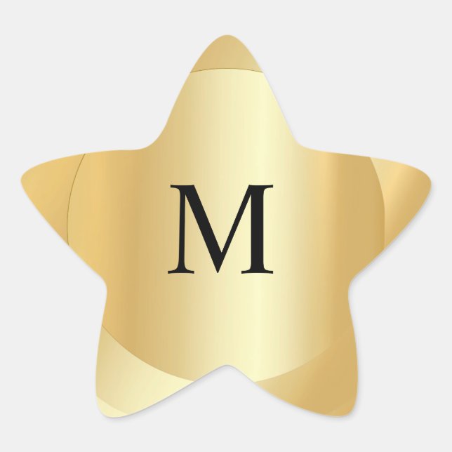 Monogrammed Template Custom Elegant Faux Gold Star Sticker (Front)