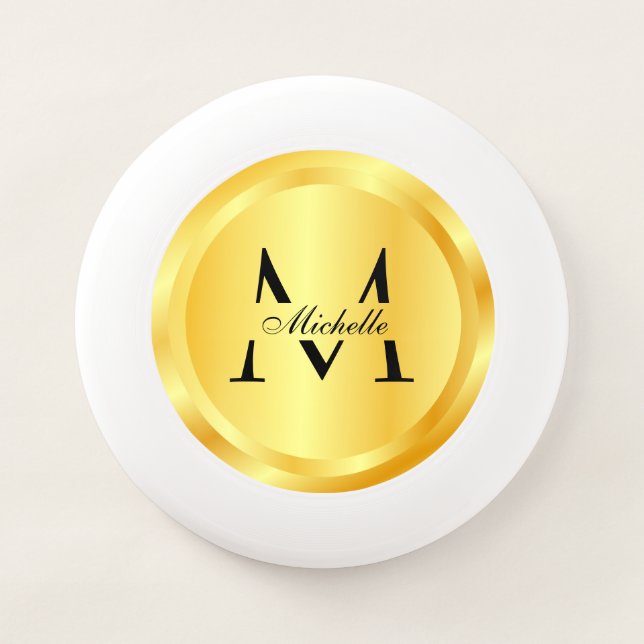Monogrammed Template Elegant Faux Gold Glamour Wham-O Frisbee (Front)