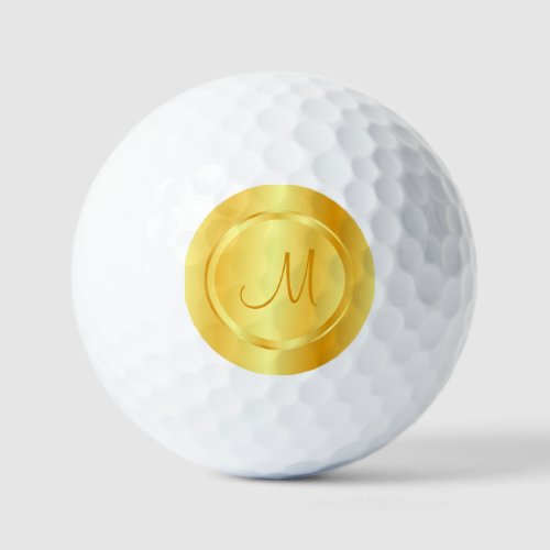 Monogrammed Template Elegant Faux Gold Modern Golf Balls