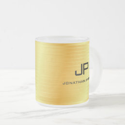 Monogrammed Template Elegant Gold Look Trendy Frosted Glass Coffee Mug